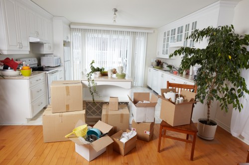 Office packing and labelled boxes for a Wandsworth move