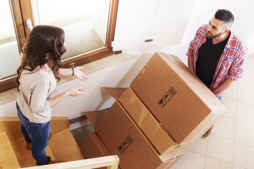 Business removal service with office items ready for transport in Wandsworth