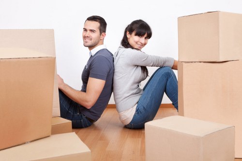 Packed boxes and furniture ready for a home move in Wandsworth